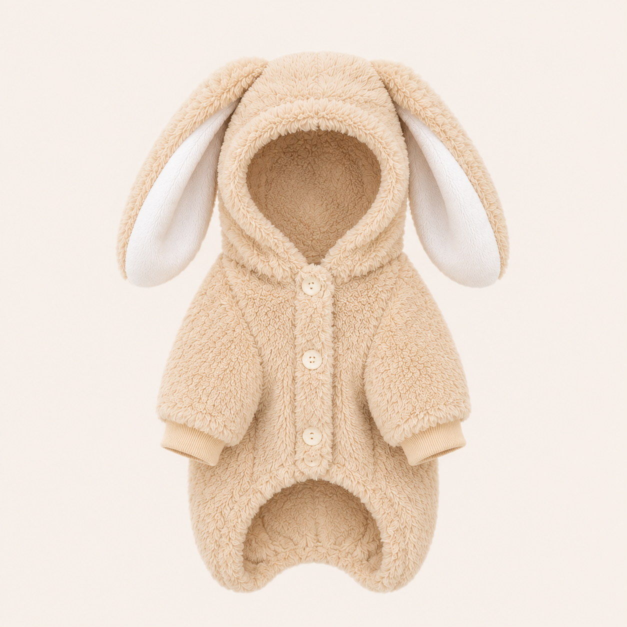 Áo Liền Thân Tai Thỏ Màu Be Cho Mèo AMBABY - Q3TAITHOBE