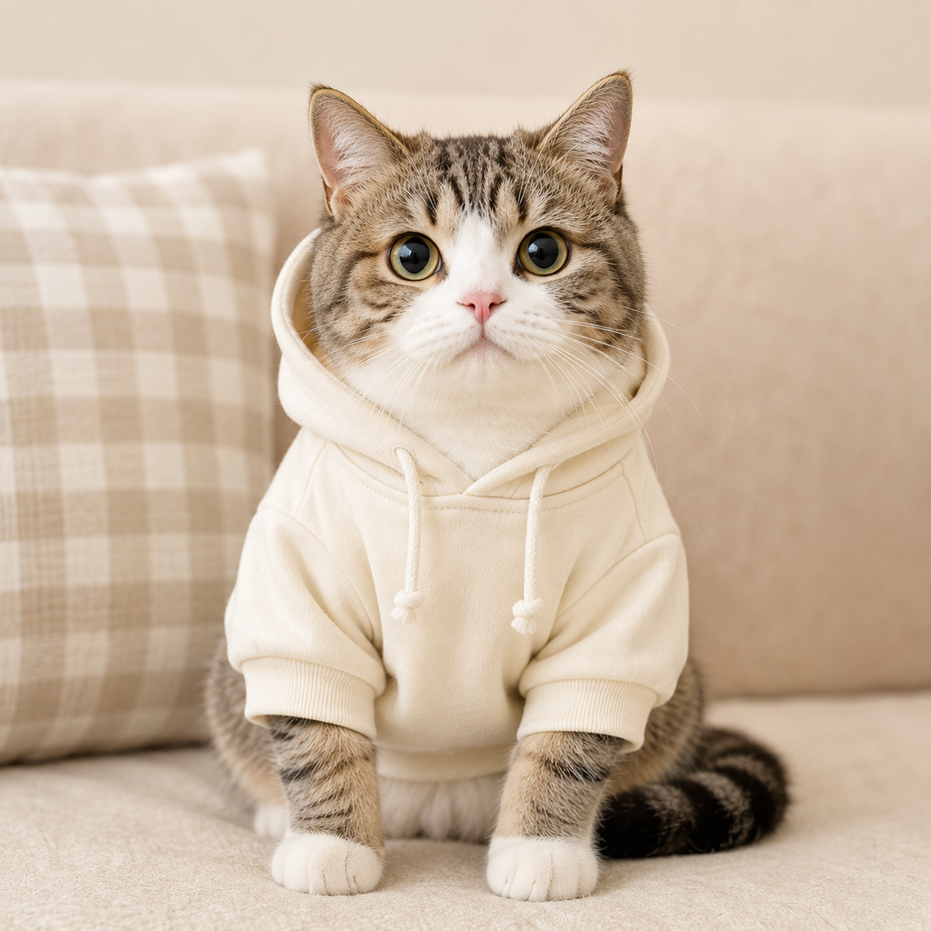 Áo Hoodie Trơn Basic Cho Mèo AMBABY - Q1HDTRON